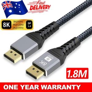 1.8m Displayport Cable 16K 8K 4K DP V2.0 V1.4 V1.2 Male to Male for Game G-Sync - Picture 1 of 10