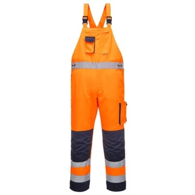 Portwest Dijon Hi Vis Bib and Brace Contrast Coverall Work Wear Dungarees - Image 1 of 2