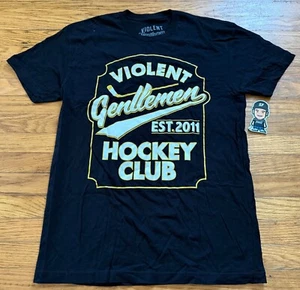 VTG VIOLENT GENTLEMEN HOCKEY CLUB LOGO BLACK GOLD SHIRT TEE RARE LIMITED SZ M - Picture 1 of 4