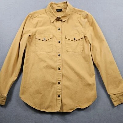 Camisa de lona Empyre con botones a presión color tostado manga larga para mujer pequeña ropa de calle Foto 1 de 4