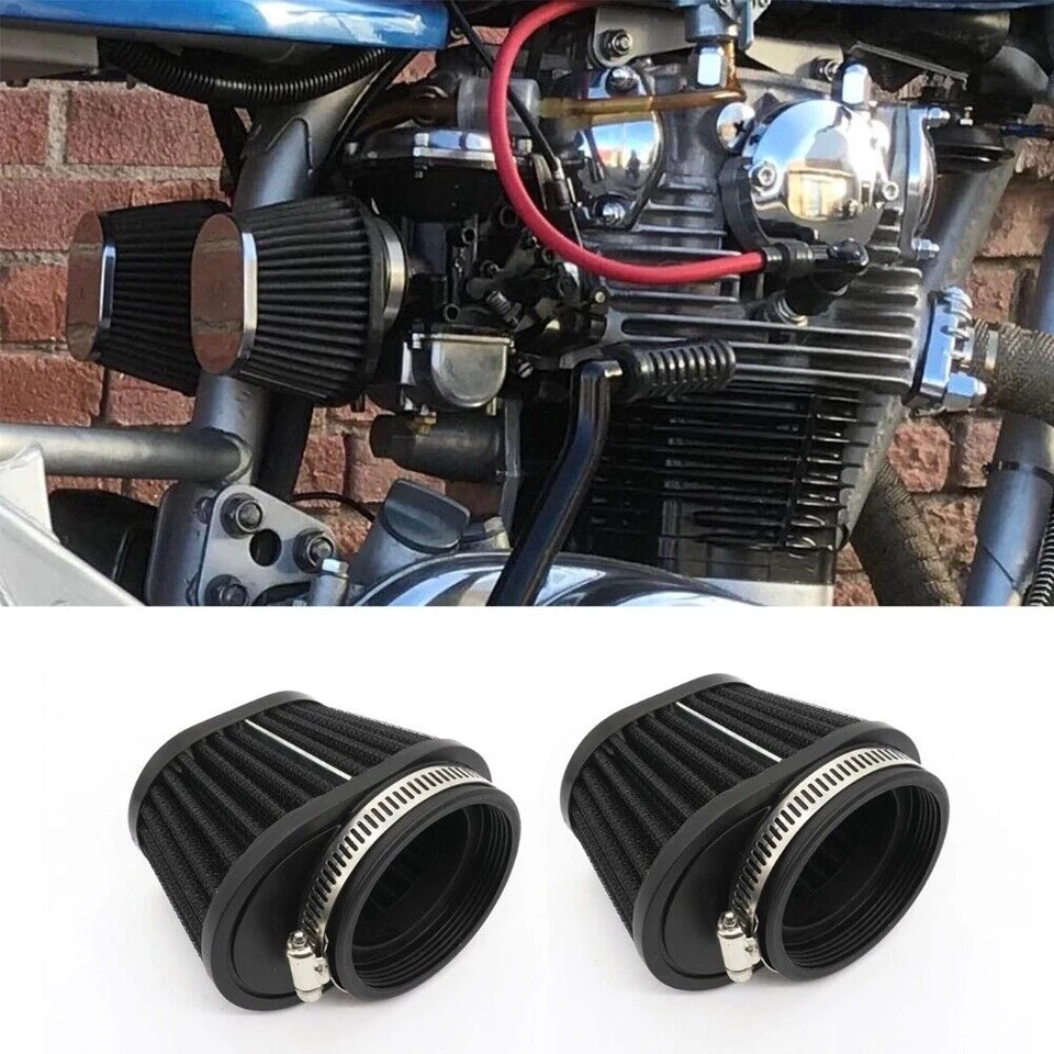 2 Pack 51MM Motorcycle Air Filters round Tapered Clamp-On Pod Intake Filte - Image 1 of 4