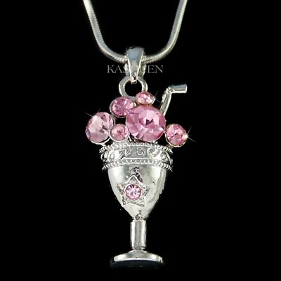 Pink Ice Cream Schütteln Wurzel Bier Schwimmer Glas mit Swarovski Kristall Kette - Bild 1 von 2