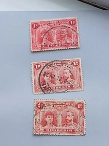RHODESIA, BRITISH SOUTH AFRICA COMPANY 3 SHADES OF 1d SG 123 DOUBLE HEADS SUPERB - Picture 1 of 8