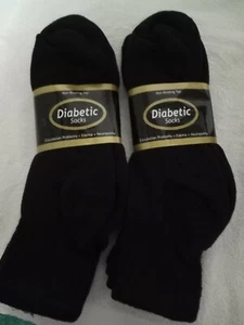 *** 3 Pair Diabetic Ankle Socks MADE IN USA 10-13 Black *** - Picture 1 of 2