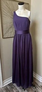 White By Vera Wang Dress Womens Sz 12 Purple Satin One Shoulder Prom Bridesmaid - Picture 1 of 14