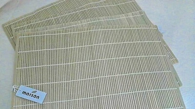 Split Bamboo Placemats 4 Bleached 18 x 12" Dan River, Inc. Wipe Clean NEW WTags - Image 1 of 4