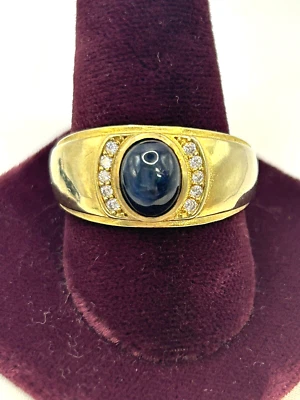 ANILLO ZAFIRO ESTRELLA CREADO EN LABORATORIO PLATA ESTERLINA 925 PARA HOMBRE TALLA 9,25 Talla 13,25 Foto 1 de 4