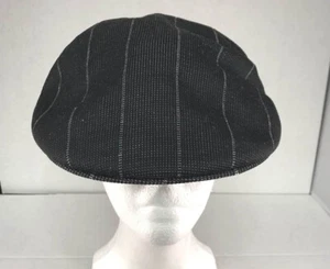 Gorra Plana para Cabbie Newsboy Marca TURTLE K Talla Grande Negra con Rayas - Imagen 1 de 8