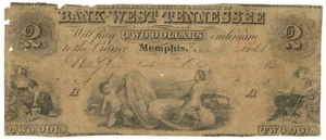 1861 Bank of West Tennessee, Memphis, TN $2 Obsolete Note No.2945 (59695) - Picture 1 of 2