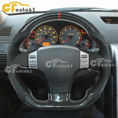 Hydro Dip Carbon Fiber Flat Sport Steering Wheel Fits 04-07 Infiniti G35 GX35 - Image 1 of 4