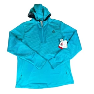 Felpa con cappuccio media Reebok HIGHFLEX Capri Breeze mezza zip logo testurizzato nuova con etichette - Foto 1 di 12
