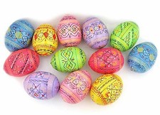 Needzo Pysanky Pisanki Handpainted Ukrainian Wooden Easter Eggs Pastel Color - P