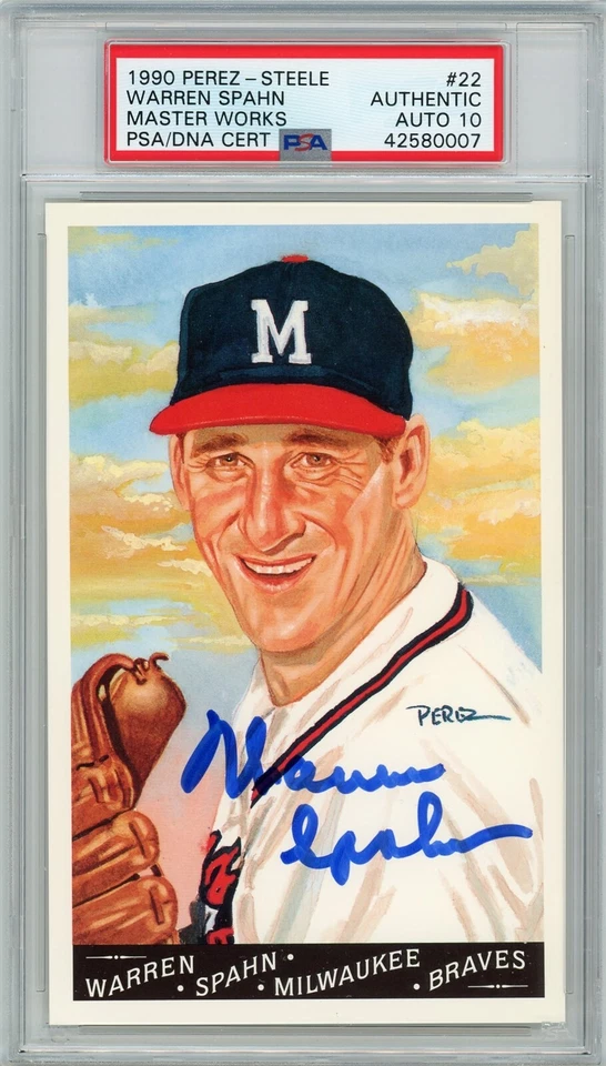 Warren Spahn Signed Perez Steele Master Works - PSA DNA 10 - Image 1 of 1