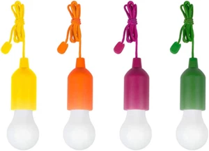 LAMPADINA LUCE LED LAMPADA PORTATILE ANTIURTO CON CORDA A BATTERIE 1 2 4 8 PEZZI - Foto 1 di 11