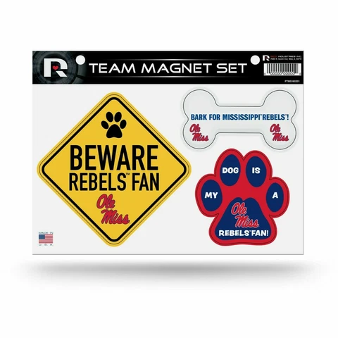 NEW! MISSISSIPPI OLE MISS REBELS PET DOG MAGNET SHEET SET BEWARE FAN LICENSED Cover