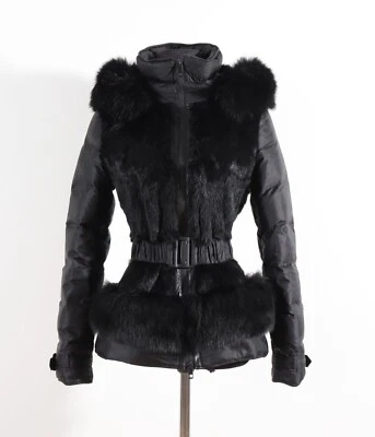 Burberry London Nylon Fur Hooded Belted Down Jacket Size 42 - Image 1 of 4