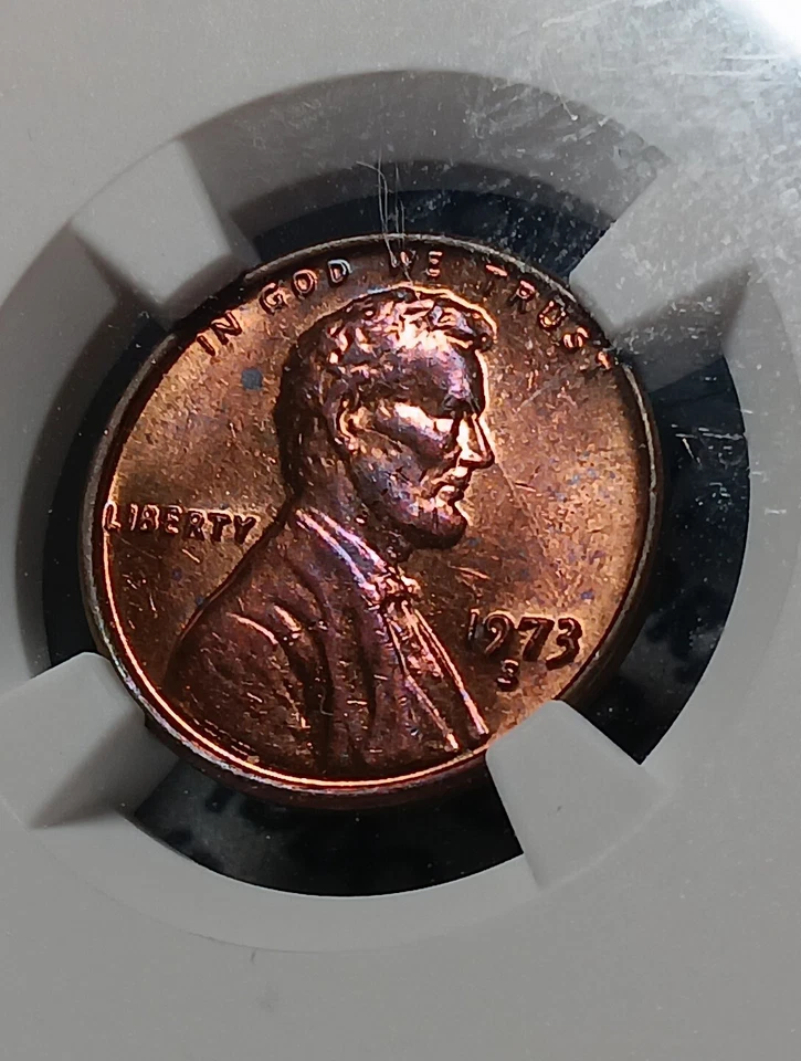 👉1973-S Lincoln Memorial Cent-NGC - Nice Purple Toning  - Image 1 of 3