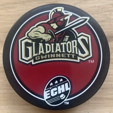 GWINNETT GLADIATORS ECHL HOCKEY PUCK WHITE ECHL LOGO REVERSE INGLASCO SLOVAKIA