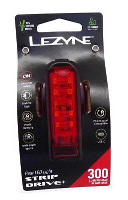 Lezyne Strip Drive 300+ Taillight, Black