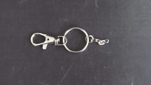 Silver Tone Key Ring with a Snap Hook & a Chain for a Charm - Picture 1 of 3