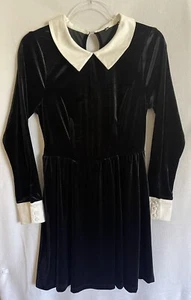 Costume cosplay mercoledì vestito velluto nero donna colletto M polsino manica lunga - Foto 1 di 7