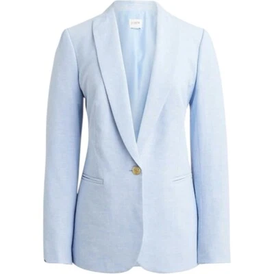 Chaqueta Blazer J Crew Mezcla de Lino Un Botón Mujer Petite 6 Azul Claro Foto 1 de 4