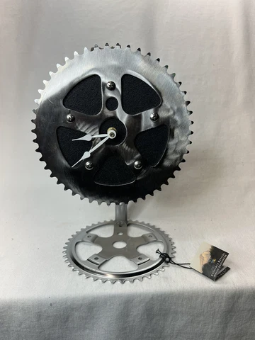 Resource Revival Bicycle Sprocket Chrome Wall Clock Quartz Movement Cover