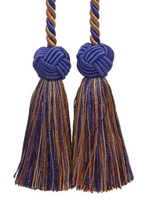 Curtain Tieback, Style# BCT, Color# 5817 - Navy Beige Blue [Set of 2] - Picture 1 of 1