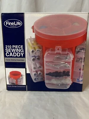 Caddie de costura de plástico rojo Fine Life 210 piezas almacenamiento de nociones con asa de transporte Foto 1 de 4