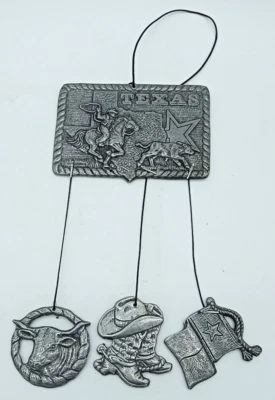 Carillón de viento vintage de metal de peltre Carson Texas Foto 1 de 2