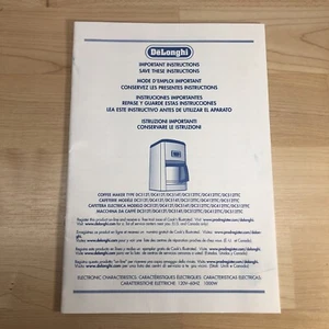 DeLonghi Coffee Maker Instruction Manual Dc312t Dv412t Dc514t Dc312ttc Dv412ttc - Picture 1 of 4