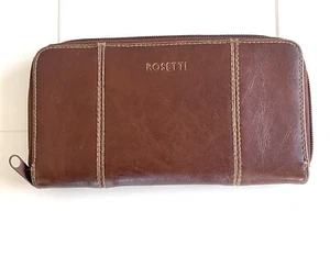 Rosetti Brown Zip Around Wallet Women's Credit Card Coins Clutch Wallet Brown - Picture 1 of 12