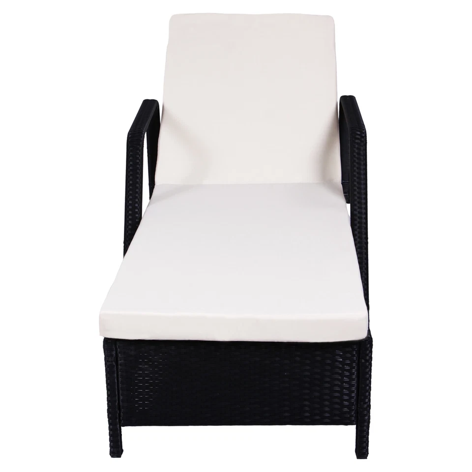 Outdoor Chaise Lounge Chair Storage Wicker Patio Pool Lounger Adjustable Rattan - Image 1 of 1