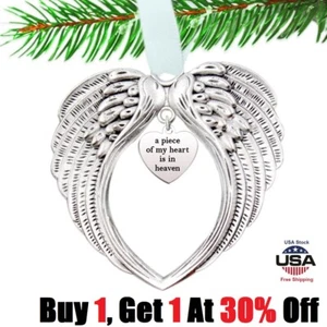 Memorial Christmas Ornament A Piece of My Heart is in Heaven Angel Wings Gifts - Picture 1 of 15