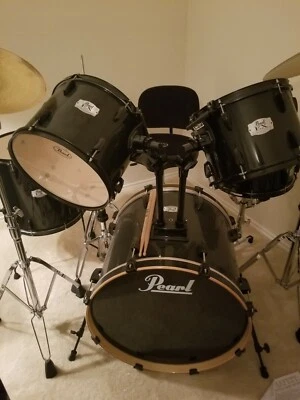 Pearl EX Series Drum Set (8 pieces) Black chair included w/ cymbals  - Image 1 of 4