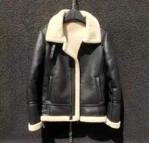 Men's New RAF B3 Bomber Aviator Real Sheepskin Leather Fur Shearling Jacket Coat - Picture 1 of 4