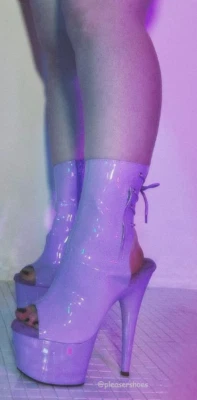 Botas al tobillo 7" púrpura con cordones Stripper básicas principiante bailarina de poste tacones agradables Foto 1 de 3