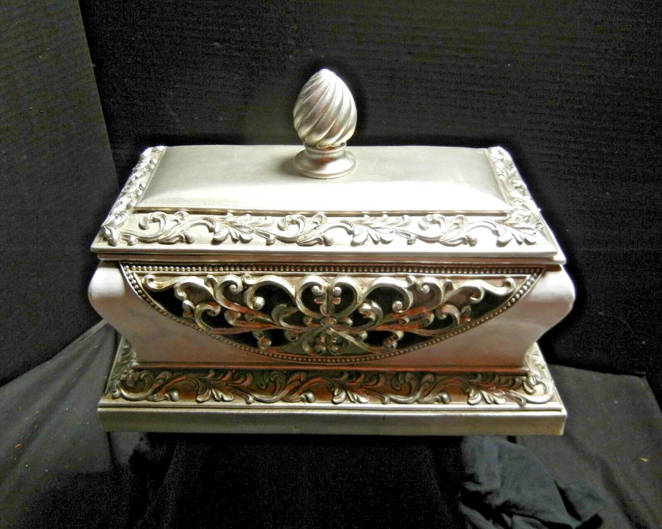 D'Lusso Кашмир большой ювелирных изделий безделушки груди коробка серебро белый новый 10 «Hx12» Lx7» W - Изображение 1 из 4