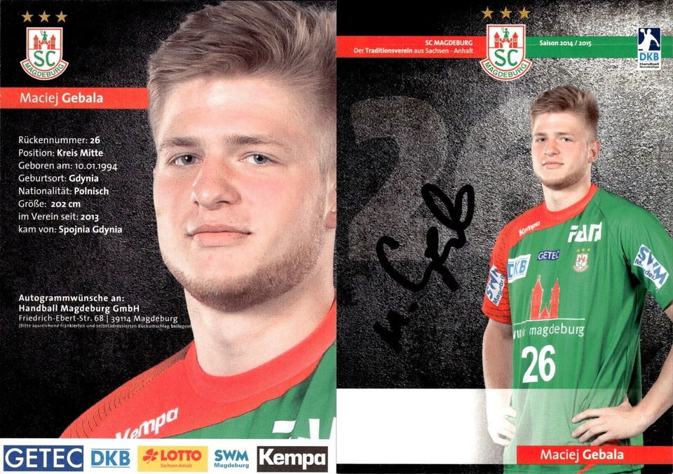 Maciej Gebala  SC MAGDEBURG   Autogramm Autogrammkarte AK Handball - Bild 1 von 1