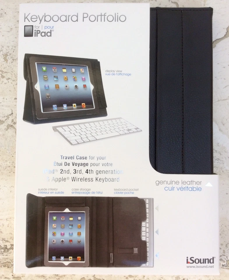 iPad 2,3,4 Keyboard Portfolio Genuine Leather Case with Keyboard Sleeve iSound - Image 1 of 3
