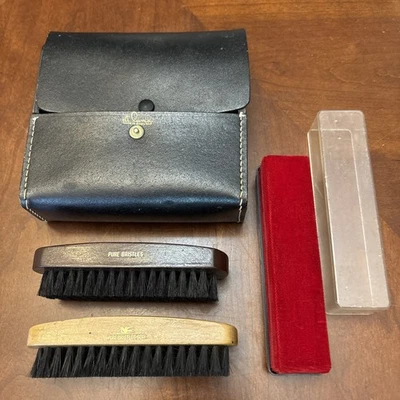 Kit de brillo de zapatos Di Lana inglés vintage Inglaterra 2 cepillos de cerdas puras tampón Foto 1 de 4