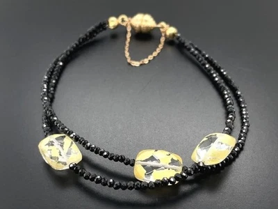 ARMBAND 2-RHG 375/- GG MIT SPINELL & BK/BLATTGOLD-DUBL. BEH. SCHMUCKJAGD - Bild 1 von 4