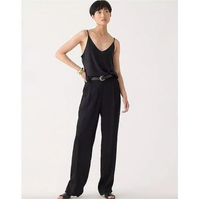 J. Crew Essential Luster Crepe High Rise Pleated Wide Leg Trouser Satin Pant 10 - Image 1 of 4