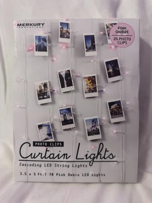 ¡NUEVO! Merkury- Cortina Clip Fotográfico con Cadena de Luces LED Ombré ROSA ROSA en Cascada Foto 1 de 4