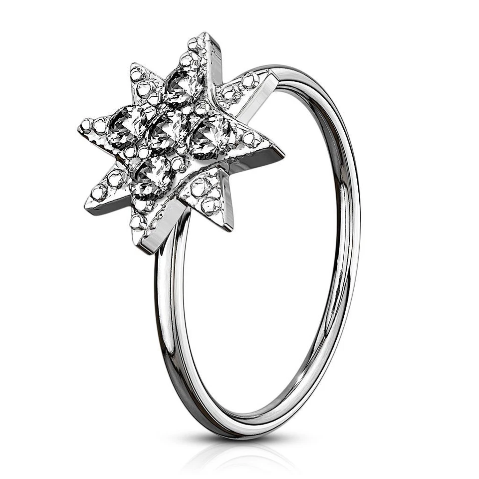 Piercing Ohr Nase Ring Stern Besetzt Mit Strasssteine - Bild 1 von 1