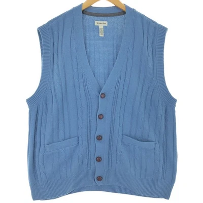 Vintage St. John's Bay cable knit cotton vest front-opening men's size XL - Image 1 of 4