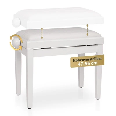 CLASSIC CANTABILE Panca per pianoforte sedia per pianoforte panca per pianoforte altezza regolabile sgabello bianco lucido
