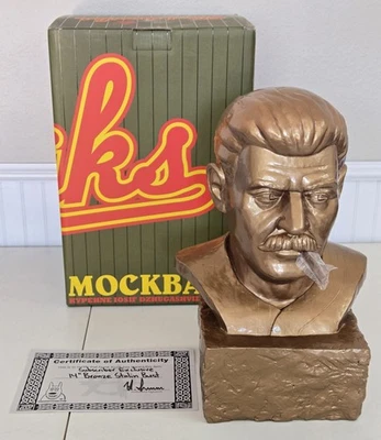 Frank Kozik SIGNED Smorkin' Joseph Stalin Bronze Colored 14" Bust LE 50 Kidrobot - Image 1 of 4