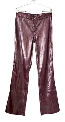XOXO Vintage Cranberry-Red Shiny Pants Stretch Straight Leg Juniors 7/8 (IS=31) - Image 1 of 4