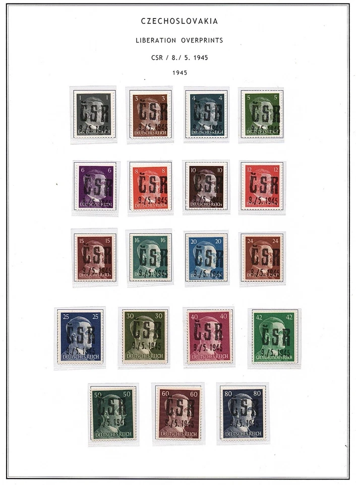 Czechoslovakia WWII (1945) - Soviet Zone Local Post Overprint “CSR” - Image 1 of 1